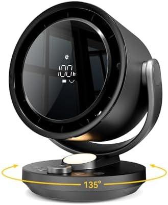 let'me Desk Fan, 100-Speed Table Fan with Digital Display, Rechargeable Portable Fan with Warm Night Light, 135°Auto Oscillating Fan and 12H Timer, Small Quiet Desk Fan for Bedroom, Home, Office