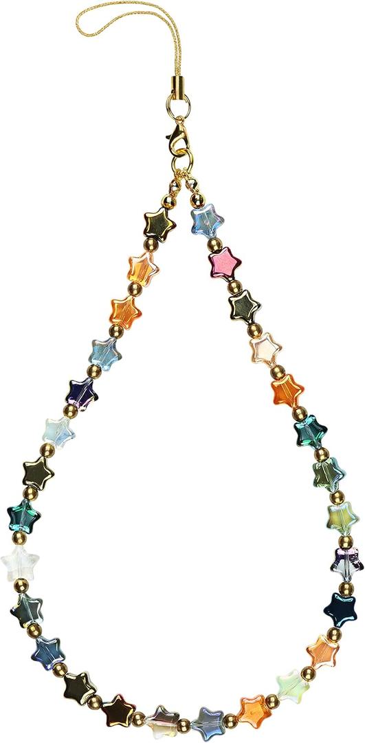 Phone Charm Lanyard Chain String Cute Cell Phone Wrist Strap Bracelet for Women Girls (Stars)