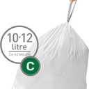 simplehuman Trash Can Liner C, 10-12 Liters/2.6-3.2 Gallons, 20-Count Bags (Pack of 3)