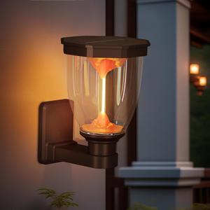 Outdoor Solar Wall Sconce Waterproof Wall Mount Light LED Dusk to Dawn Lantern for Front Porch Patio Barn Garden
