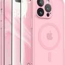 CAPRARO Magnetic for iPhone 14 Pro Case, [Compatible with MagSafe] [Full Camera Protection] Shockproof Protective Slim Translucent Matte Phone Case for iPhone 14 Pro 6.1'', Peach Pink