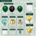 Green Birthday Decorations, Emerald Green and Gold Balloons Party Decorations Happy Birthday Banner Emerald Green Fringe Curtain Bday Tablecloth Paper Pom Poms for Women Men Bday Decor