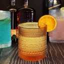 Vintage Hobnail Driinking Glasses Set, Glassware Drinking Set of 8, 12 oz Highball Glasses & 10 oz Cocktail Glasses, Tumbler Glasses for Cocktails, Whiskey, Juice, Milk (Amber)