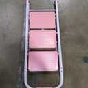 Step Ladder Foldable Folding Stool - for Home Adults Kitchen 3 Stepping Extension Tall Heavy Duty with Handrails - Closet Stepstool Stair Ladders Extendable Stepladder for Indoor House 600Lbs (White Pink)