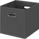 Black Foldable Storage Cubes Bins , Fabric Storage Box Cubes Organizer Baskets with Dual Handles for Home Organizer(Grey) (1 Pack)