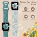6 Pack Floral Engraved Silicone Bands Compatible for Apple Watch Band 38mm 40mm 41mm 42mm 44mm 45mm 46mm 49mm Women,Flower Sport Straps for iWatch Series 10 9 8 se Ultra 7 6 5 4 3 2