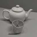HIC Kitchen House of Prill Teapot with Stainless Steel Infuser, Fine Porcelain, White, Steeps Loose Tea, 6-Cup, 32-Ounce Capacity