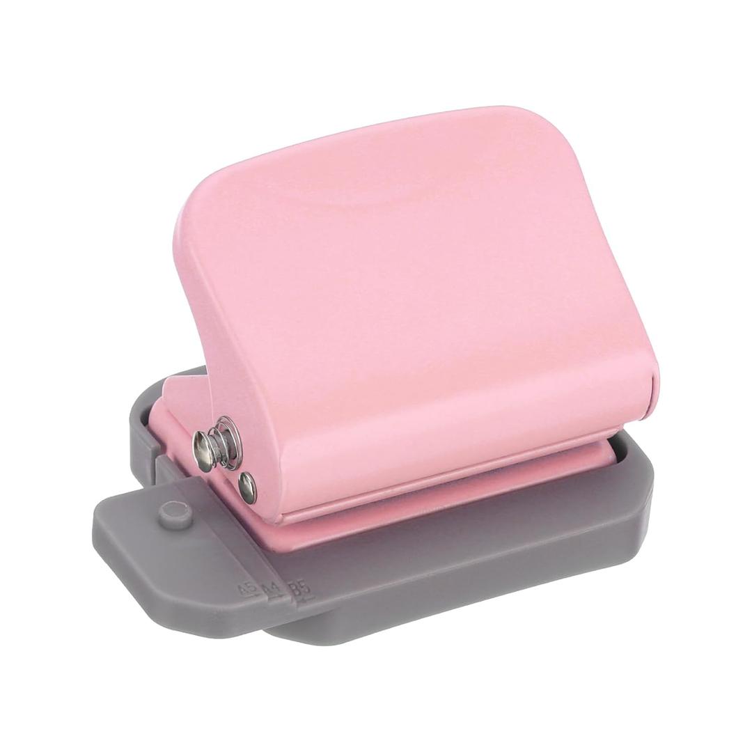 PATIKIL 1/4" 6 Hole Paper Punch, Metal Hole Puncher 5 Sheet Punch Capacity Loose Leaf Paper Puncher Circle Punch for Office and Home Supplies, Pink