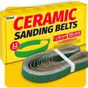 12 Pack 1 x 30 Inch Zirconia Ceramic Sanding Belts Kit  40, 60, 80, 100, 120, 180 Grits Premium Metal Grinding Belts for Knife Sharpening, Stock Removal, and Bevel Work