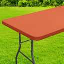 homing Rectangle Table Cloth Cover, Waterproof Polyester Elastic Fitted Tablecloth, Fits for 6 Foot Folding Tables, Washable Table Protector for Picnic, Camping, Outdoor (Rust, 30" x 72")