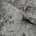 Furhaven 36" Round Calming Donut Dog Bed for Large/Medium Dogs, Refillable w/ Removable Washable Cover, For Dogs Up to 75 lbs - Shaggy Plush Long Faux Fur Donut Bed - Gray, Large