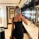 ABYOVRT Women Formal Dresses Sleeveless Bodycon Ruched High Slit Sexy Maxi Dress Cocktail Prom (Black, L)