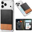TUCCH for Magsafe Card Holder with Clear ID Window, Fit 6 Cards, RFID Blocking PU Leather Magnetic Phone Wallet for iPhone 17/16/15/14/13/12/Plus/Air/Pro/Pro Max Series, Textured Black & Light Brown