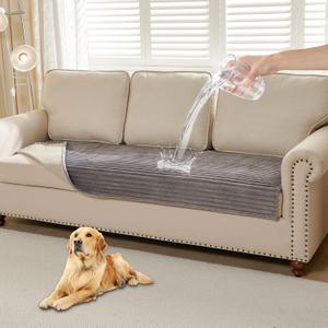 HAOMAIJIA Waterproof Couch Cover for Dogs Washable,Faux Fur Pet Couch Covers for Sofa,Soft Dog Bed Cover Non-Slip Couch Covers for 3 Cushion Couch Sofa Pet Friendly (Grey, 23" x 23" 2 Pack)