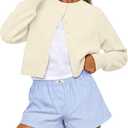Trendy Queen Cropped Cardigan Sweaters for Women Y2k Fall Fashion Clothes 2026 (Beige, S)