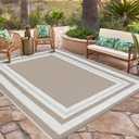 GarveeHome Outdoor Rug 9x12' Waterproof Patio Rug Reversible Plastic Straw Rug Camping Rug Modern Geometric Portable Foldable Large Rugs for RV Porch Balcony Picnic Beach Backyard Grey Beige Panel