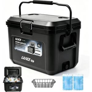 25L Portable Hard Cooler, 5 Days Ice Retention