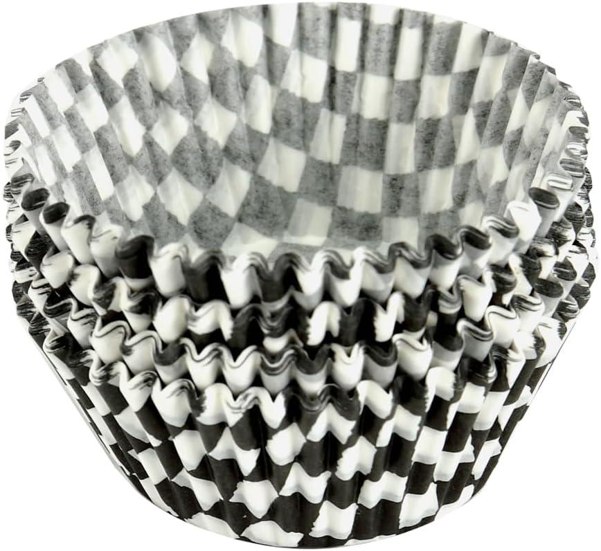 BinaryABC Black Checkered Cupcake Liners Baking Cups,Birthday Cake Decorations Party Supplies,100Pcs