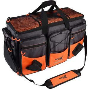 KastKing Fishing Gear & Tackle Bags - Saltwater Resistant Fishing Bags - Fishing Tackle Storage Bags (C: Extra-large Hawg (Without Trays, 26.4"x11"x15.4")-Orange)