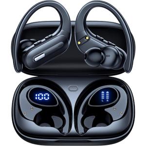 Active Noise Cancelling Wireless Earbuds Bluetooth Headphones 90 Hrs Playtime Ear Buds with Hi-Res Stereo Deep Bass Power Display Earphones with Earhooks Waterproof Transparency Headset for Sports/ Gym