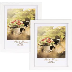 8x10 Picture Frames Set of 2, Made of Real High Definition Glass and Solid Frame to Display Certificate or Pictures, Photo Frame for Wall and Tabletop Mounting, White (8''x10'')