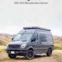 VANNCAMP Aluminum Headliner Shelf for 2007-2018 Mercedes Benz Sprinter High Roof, Overhead Storage Rack with Adjustable Curtain Rod and Black Carpet Lining, Sprinter Camper Van Conversion Accessories