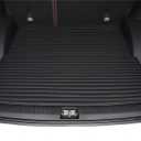 Custom Car Trunk Mat Liner for Sedan SUV Sports - All Weather Protection, Durable PU Leather, Heavy Duty, Dustproof, Anti-Slip Floor Mats (Striped Black)