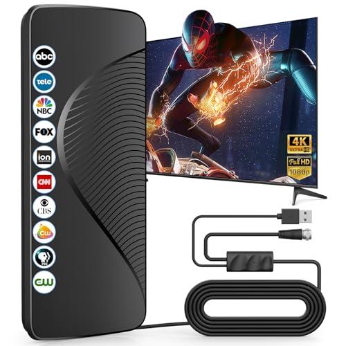 2025 Upgraded TV Antenna for Smart TV, 1600+ Miles Range, Indoor/Outdoor Digital Antenna for Local Channels, HD 4K Support, Amplified Signal Booster, Clear Reception for 1080p 4K TVs