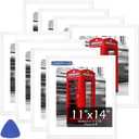 11x14 Picture Frame Set of 8, White Wall Gallery Hanging Photo Frames, Display Pictures 8x10 with Mat or 11x14 Without Mat, Poster Frames with Plexiglass for Home Office Wall Decor
