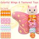 2 x Baby Toys 0-6 Months,Infant Musical Sensory Stuffed Animal with Squeaker,Rattle,Crinkle Wings,Teether & Hanging Ring,Tummy Time Toy for Newborn 0-3-6-12 Months Boys & Girls Gift,Butterfly,Pink