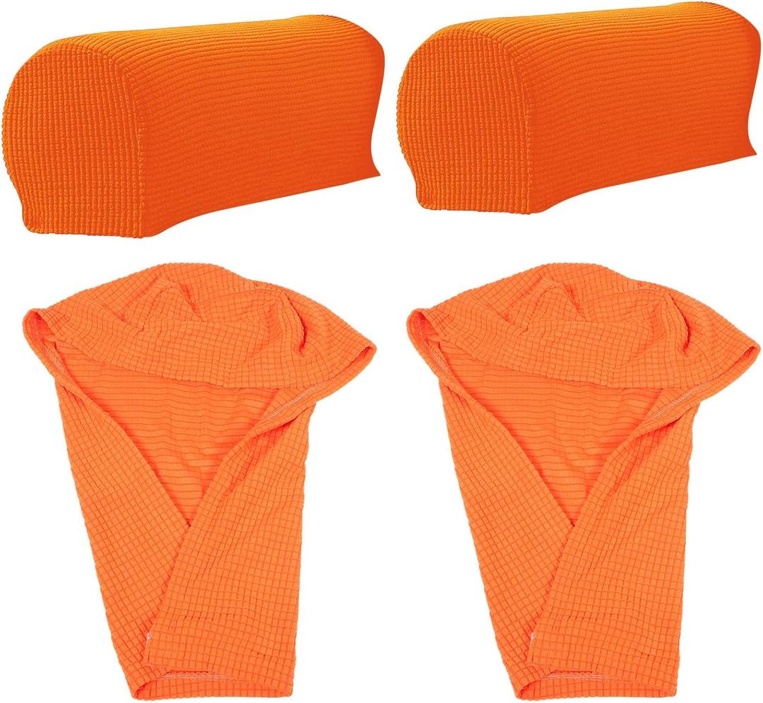 Cabilock 2 pcs Stretch Armrest Covers: Chairs and Sofas Couch Arm Cover Recliner Armrest Sleeve Anti-Slip Furniture Protector Washable Armchair Slipcover Orange