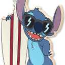 Open Road Brands Disney Lilo and Stitch Surfboard Wood Wall Art - Cute Stitch Wall Decor With Beach Theme (Blue/Aqua)