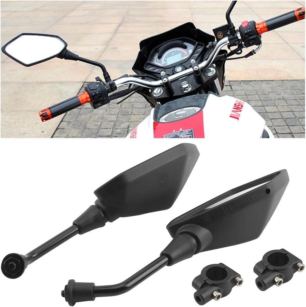 KHGUZ 2PCS Motorcycle Mirrors, Dirt Bike Rearview Side Mirror for Handlebar, Adjustible Motorbike Convex Rear View Mirror with 10MM Threaded Bolt, Compatible with Scooter, UTV, ATV