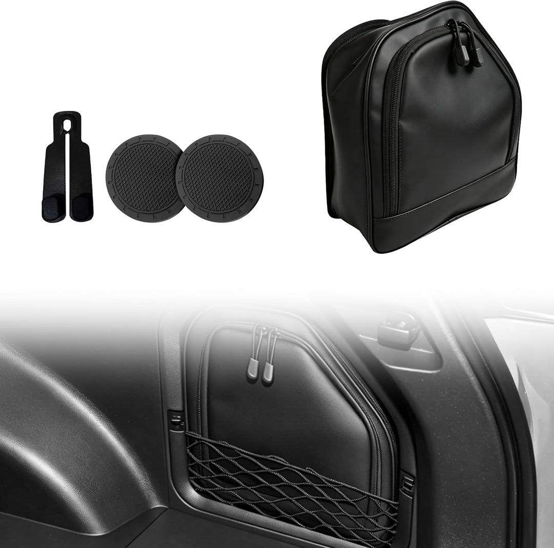 Upgrade Trunk Organizer Pocket Bag for New 2026+ Toyota RAV4 Accessories, Scratch-Resistant Oxford Cloth Trunk Cubby Storage Bag, Black Cargo Side Pocket Organizer (Leather)