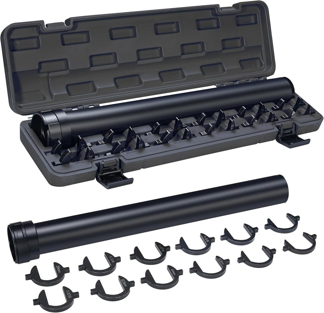 Inner Tie Rod Removal Tool Master Inner Tie Rod Tool Set with 12 Crowfoot Adapters 1/2 Inch Drive Tube for Tie Rod Removal and Installation(Black)