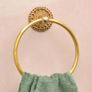 IndianShelf Premium Gold Boho Brass Towel Ring Unique Bathroom Accessory Dcor