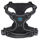 PHOEPET No Pull Dog Harness Medium Reflective Front Clip Vest with Handle, Adjustable 2 Metal Rings 2 Buckles (Small,Black)