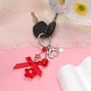 3 x 2Pcs Cute Purse Charms Purse Extender Chain,Y2K Strawberry Keychain Bow Keychain,Kawaii Heart Star Bag Charm