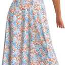 YATHON Women's Summer Midi Corset Boho Dresses Fall Casual Floral Spaghetti Straps Lace Up Dress Flowy Aline Beach Sundress (Medium)