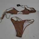 ZAFUL Women's Ribbed Cut Out Bikini Set String Swimwear Sexy Brazilian Thong Bikini Two Piece Swimsuits Small