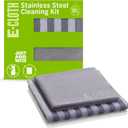 E-Cloth Stainless Steel Microfiber Cleaning Cloth Kit - Stainless Steel Cleaner for Appliances, Oven, Stove, & More - Microfiber Towels for Cars - Reusable Cloths for Cleaning