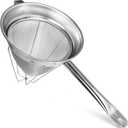 10" Chinois Strainer,18/8 Stainless Steel Conical Fine Mesh Bouillon Sieve | Heavy Duty China Cap Strainers with Stand for Sauces Soups Broth Purees Jam