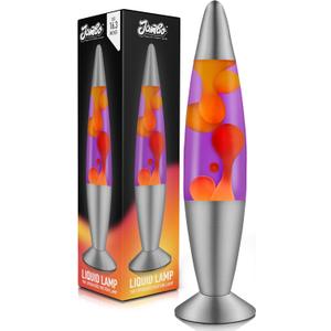 JAMBO 16" Beautiful Lamp- Purple with Yellow/Orange Wax, Relaxing Liquid Light, Night Light Nightlight, Home Decor Living Room Office Bedroom Lamp for Adults Teens Kids Magma Motion