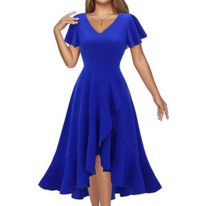 DRESSTELLS Women's Cocktail Dresses 2026, Formal Wedding Guest Prom Party Evening Church Hi Low Dress (3X-Large, Royal Blue)