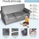 4 Pieces Velvet Sofa Covers for 3 Cushion Couch Washable 3 Seat Slipcovers for Couches and Sofas Stretch Soft Couch Covers for Dogs (Dark Grey, Sofa)