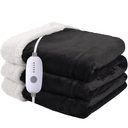 Heated Blanket Electric Throw Size 50''x60'' with 5 Heating Levels, 3 Hour Auto Shut Off, Machine Washable, Flannel & Sherpa Double-Sided Soft Warming Blanket for Couch, Bed, Office - Black
