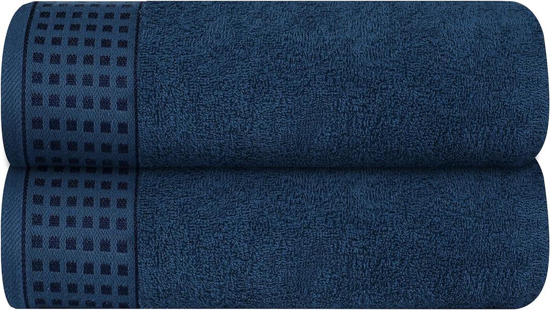 GLAMBURG 100% Cotton 2 Pack Oversized Bath Towel Set 28x55 Inches, Ultra Soft Highly Absorbant Compact Quickdry & Lightweight Large Bath Towels, Ideal for Gym Travel Camp Pool - Mineral Blue