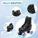 Jessie Leather Roller Skates - Adjustable Four-Wheel Premium Skates for Women, Men, Boys & Girls (Flash Wheel, Women's 8/ Men's 6.5)