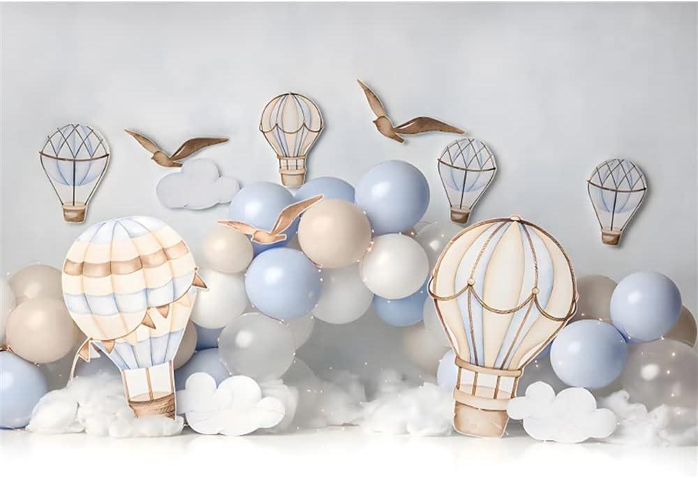 Hot Air Balloons Backdrop 8x6ft Adventure Awaits Baby Shower Party Decor Hot Air Balloon Pictures Background Fly Baby Shower Birthday Pictures Backdrop Cake Smash Photography