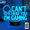 YuanDian Can't Hear You I'm Gaming Night Light, Headset Graphic Video Games Gamer Gift Funny 3D Illusion Lamp 16 Colors Changing Touch & Remote Control for Men Gamers Teenagers and Kids